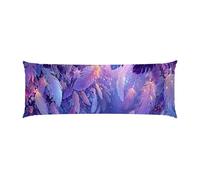Body Pillow Cover 20x54in Purple Feathers Long Pillowcase Protector Velvet with Zipper Decor Bedding Pillowcase Rectangle Soft Cushion Covers for Bed, Decor Pillow Case for Pregnancy/Baby w-1015