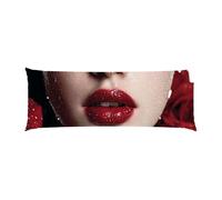 Body Pillow Cover 20x56in Long Lumbar Throw Pillow Covers Decorative Soft Bedding Pillowcase Red Lips Cushion Pillow Case for Farmhouse Bedroom Couch Sofa Bed Living Room Home Decor Pack of 1 g-327