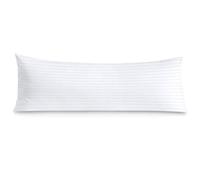 Body Pillow Cover 20x60 Body Pillow Case 100% Egyptian Cotton 600 Thread Count Soft & Skin-Friendly 1 Piece Body Pillowcase with Zipper Closure - 20x60 Inches, White Stripe