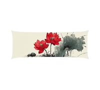 Body Pillow Cover 20x60in Long Lumbar Throw Pillow Covers Decorative Soft Bedding Pillowcase Red Lotus Cushion Pillow Case for Farmhouse Bedroom Couch Sofa Bed Living Room Home Decor Pack of 1 g-330