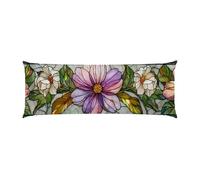 Body Pillow Cover 20x60in Purple Flowers Long Pillowcase Protector Velvet with Zipper Decor Bedding Pillowcase Rectangle Soft Cushion Covers for Bed, Decor Pillow Case for Pregnancy/Baby w-1013
