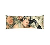 Body Pillow Cover 20x60in Rose, Beautiful Woman Long Pillowcase Protector Velvet with Zipper Decor Bedding Pillowcase Rectangle Soft Cushion Covers for Bed, Decor Pillow Case for Pregnancy/Baby w-597