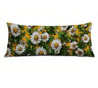 Body Pillow Cover 24 x 72 inch Pillow Cases Yellow Pillowcase Velvet Cushion Covers with Double Sided Printing Smooth Invisible Zipper Decorative Pillows Daisy for Room Decor Bedroom Bed T-9455