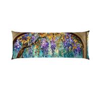Body Pillow Cover 24x72in Wisteria Long Pillowcase Protector Velvet with Zipper Decorative Bedding Pillowcase Rectangle Soft Cushion Covers for Bed, Decorative Pillow Case for Pregnancy/Baby w-1016