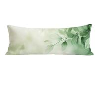 Body Pillow Cover 90x30 cm Green Bolster Pillow Cases, Leaf Body Pillowcase with Invisible Zipper, Soft Velvet Long Pillowcases for Side-Lying & Pregnancy Orthopaedic Support, Gifts for Women E0-223