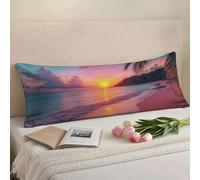 Body Pillow Cover Beach Bolster Pillow Cases,Soft Velvet long pillows 40 x 120 cm with Invisible Zipper Pillowcase,Pregnancy Pillows for Maternity Support and Side Sleeper Pillowcase Landscape w-1329