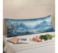 Body Pillow Cover Blue Large Pillow Cases,Soft Velvet long pillows 12 x 39in/30 x 90 cm with Invisible Zipper Pregnancy Pillows for Maternity Support and Side Sleeper Pillowcase Landscape w-1303