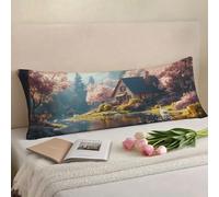 Body Pillow Cover Landscape Large Pillow Cases, Soft Velvet long pillows 20 x 60in/50 x 150 cm with Invisible Zipper Cushion Covers for Maternity Support and Side Sleeper Pillowcase Spring w-1231