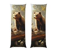 Body Pillow Cover Soft Breathable Microfiber Long Pillowcase, Cute Bears Play in The Tree for Sleeping Bed 20x54 Inches