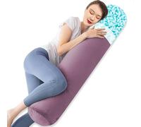 Body Pillow, Memory Foam Round Body Pillow for Adults, Fixed Long Bolster Pillow for Bed, Cylinder Tube Roll Cushion with Velvet Cover (Purple, 120 x 20 cm)