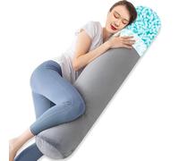 Body Pillow, Memory Foam Round Body Pillow for Adults, Solid Long Bolster Pillow for Bed, Cylinder Tube Roll Cushion with Velvet Cover (Grey, 120 x 20 cm)