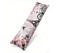 Body Pillow Paris Bolster Pillow Case, Soft Double-Sided Printing Velvet Long Pillows, 1 pack 30 x 105 cm Long Bolster Pillowcase with Zipper Maternity Support Side Sleeper Pillowcase (Pink) B1-715