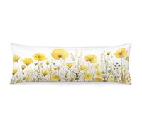 Body Pillow Pillowcase 20x54 inch Yellow Flower Long Pillow for Couch Wrinkle-Free Body Pillow Case with Zipper Closure Both Sides Print Decorative Throw Pillow Covers for Sofa Bed Pastoral Style