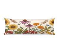 Body Pillow Pillowcase, 50x137cm, Wildflowers Fall Long Bolster Pillowcase Cover with Zipper Closure, Long Bolster Pillow Case for Pregnancy Side Sleeper, Boho Floral
