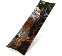 Body Pillowcase 60x180cm Long Pillow Cover, Breathable/Soft velvet Bedding Case Pregnancy/Side Sleeper Pillow, Breathable Replacement Case with Hidden Zipper, Machine Washable Tiger Leopard 1 K0Z-194