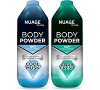 Body Powder for Men 100% Talc-Free Body Powder - 2 Pack (250g Each) - Aqua Fresh & Cool Musk - Anti-Chafing, Sweat Control & Odour Protection