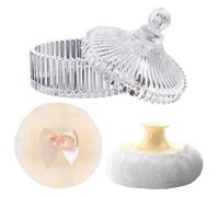 Body Powder Puff And Container, Complete Powder Set, Velvet Polyester Glass, Large Pôwder Pùff, Makeup Puff With Box, Compact, For Touch-Ups On-The-Go