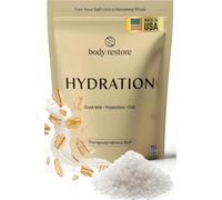 Body Restore Magnesium Bath Salts - Giftable Therapeutic Mineral Bath Soak with Goat Milk, Oat & Probiotics for Dry Sensitive Skin, Relaxation & Skin Barrier Support - Hydration