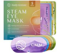 Body Restore Self Heated Steam Eye Mask 5 Pack - Easter Basket Stuffers, Relaxation Gifts for Her and Him, Best Friend, Stye Eye Treatment, Disposable Heating Pad, Travel Essentials - Variety