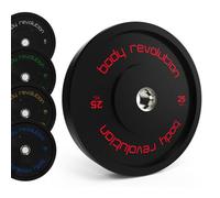 Body Revolution Olympic Bumper Plates - Rubber Coated Barbell Weight Plates - Strength Training Weight Lifting Equipment - Range from 5kg - 25kg