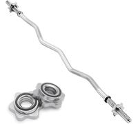 Body Revolution EZ Barbell Bar - 1.2m EZ Weight Lifting Bar for 1 Inch Standard Weights Plates - Barbell for Bench Press, Curls and Bodybuilding Spinlock or Spring Collar (1.2m Spinlock Collar)