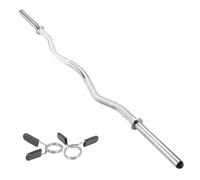 Body Revolution EZ Barbell Bar - 1.2m EZ Weight Lifting Bar for 1 Inch Standard Weights Plates - Barbell for Bench Press, Curls and Bodybuilding Spinlock or Spring Collar (1.2m Spring Collar)