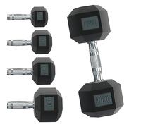 Body Revolution Hex Dumbbell - Rubber Coated Hexagonal Cast Iron Weights with Ergonomic Knurled Handle - Strength Training Equipment for Men and Women - Range from 1kg - 40kg