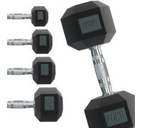 Body Revolution Hex Dumbbell 1 kg PAIR - Rubber Coated Hexagonal Cast Iron Weights with Ergonomic Knurled Handle - Strength Training Equipment for Men and Women