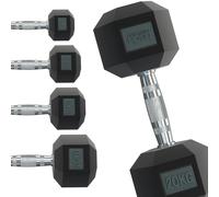 Body Revolution Hex Dumbbell - Rubber Coated Hexagonal Cast Iron Weights with Ergonomic Knurled Handle - Strength Training Equipment for Men and Women - Range from 1kg - 40kg