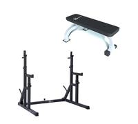 Body Revolution Home Gym Set - With Squat Rack and Bench - Weight Plate Storage, Dip Bars and Spotter Stands - Fitness Training Equipment for Men and Women
