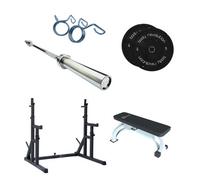 Body Revolution Home Gym Weightlifting Bundles - Squat Rack + Flat Weight Bench Set