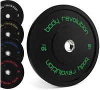 Body Revolution Olympic Bumper Plates - Rubber Coated Barbell Weight Plates - Strength Training Weight Lifting Equipment - Range from 5kg - 25kg
