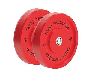 BODY REVOLUTION Olympic Weight Plates for 2" Barbells - Solid Colour Rubber Bumper Plates, Home Gym Equipment for Strength Training Workouts
