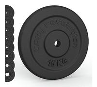 Body Revolution Solid Cast Iron Weight Plates - Set for 1 inch/25mm Barbells and Dumbbells - Strength Training and Body Building Equipment for Men and Women, 0.5kg - 25kg Pairs