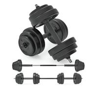 Vinyl Dumbbell Set Adjustable Free Weights 10KG Set Weight Lifting for Home Gym Fitness Training Workout Exercise Equipment Bodybuilding Weight Plates 2 x Barbells 4 x Spin-lock Collars & Barbell Link