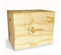 Body Revolution Wooden Plyo Box - 3-in-1 Heights - 50cm, 60cm and 75cm (20" x 24" x 30") - Plyometric Jump Squat Box for Fitness, HIIT, Strength and Calisthenic Workouts