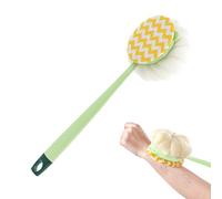 Body Scrubber | 2 in 1 Double-Sided Long Handle | Shower Body Scrubber Bath Cleaner - for Scrubbing Arm Leg Back Men Women Elderly Home Apartment Dorm Hotel Bathroom