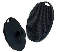 Body Scrubber with Handle Hygienic Silicone Loofah Exfoliating Shower Brush Loofah Alternative Gentle on Sensitive Skin and Lather Well Lathering with Body Scrub Wash for Men Women(Black)
