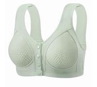 Body Shaper Sculpting Hole Cup Front Buckle Mother Lace Back Shaping Bra Gathered Anti Sagging Non Ring Middle and Old Ladies Transparent Bra, Green, 16