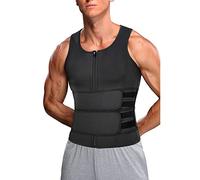 Body Shaping Sauna Vest,ANGGREK Men Body Shaping Waist Trainer Gym Fitness Soft Breathable Double Belt Sweat Slimming Sauna Vest (Black XL)