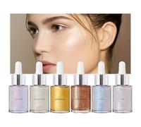 Body Shimmer Oil - Body Bronzer Shimmer Oil, 6Pc's Colors Shine Glitter Gold Liquid Highlighter - Nourishing & Glows Body Shimmer, Natural Glitter for Moisturizing and Healthy Glow Self-Tanning (30ml)