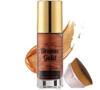 Body Shimmer Oil, Body Bronzer Shimmer with Brush, Body Glow Shimmer Luminizer Face Illuminator, Self Tanning Lotion, Waterproof Non-Sticky Lightweight, Highlighter Glitter Spray(Bronze Gold)