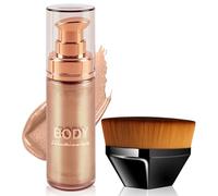 Body Shimmer Oil, Face & Body Glow Oil, Liquid Highlighter Spray, Waterproof Non-Sticky Luminizer, Bodies Illuminator for Instant Skin Radiance, Moisturizing Glow Lotion with Makeup Brush