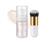 Body Shimmer Oil with Brush, Non-Sticky Lightweight Face & Body Luminizer Glow Shimmer,Waterproof Long Lasting Moisturizing Body Glitter Oil,Makeup Liquid Highlighter (#02 Platinum-colored)