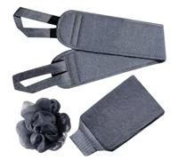 Body Shower Washer - Three-Piece Bath Towel Set, Double Sided Gloves with Bath Flower and Retractable Wash Cloth - Shower Accessories for Men, Women, Daily Cleaning, Spa Routine