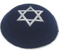 Body-Soul-n-Spirit Kippahs Blue Star of David Holyland Knitted Kippah Yarmulke Tribal Jewish Yamaka Kippa