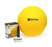 Body Sport Exercise Ball with Pump for Home, Gym, Balance, Stability, Pilates, Core Strength, Stretching, Yoga, Fitness Facilities, Desk Chairs - Yellow 65cm