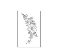 Body Stickers Minimalist Flower Temporary Tattoo Patch 1-2 Weeks Long Lasting Hand Drawn Line Design Waterproof