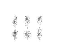 Body Stickers Minimalist Line Drawing Flower Juice Tattoo Sticker Waterproof Color Holding 1-2 Weeks