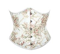 Body Strapless Body Shaping Underwear, French Court Style Waist Belt with Lace on the Back and Embroidered Design for a Slimming Fit Underbust Corset Shaping, White, S